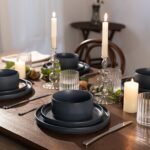 Matte Dark Gray Dinnerware 12-Piece Set