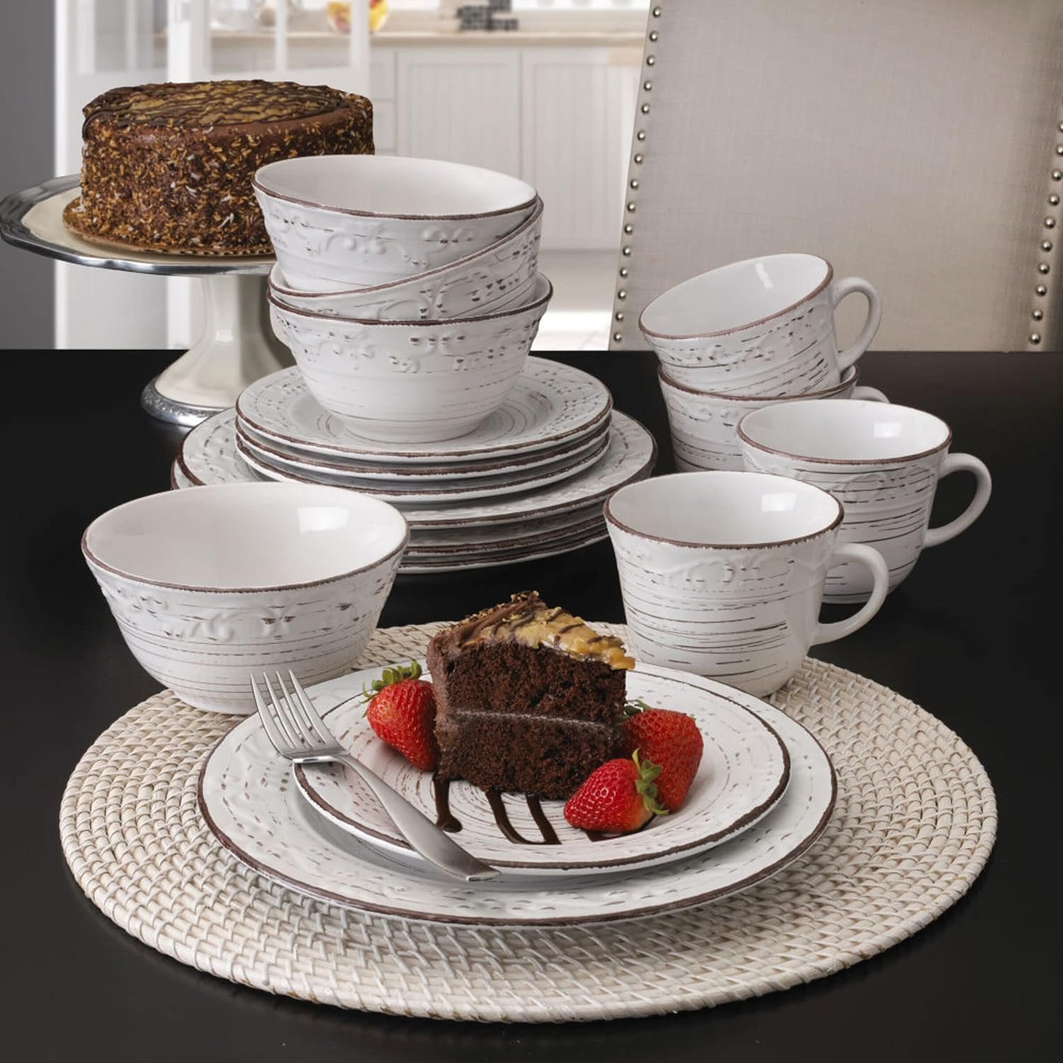 812qFgV0ClL._AC_SL1500_.jpg Distressed White Dinnerware 16-Piece Set - Image 1