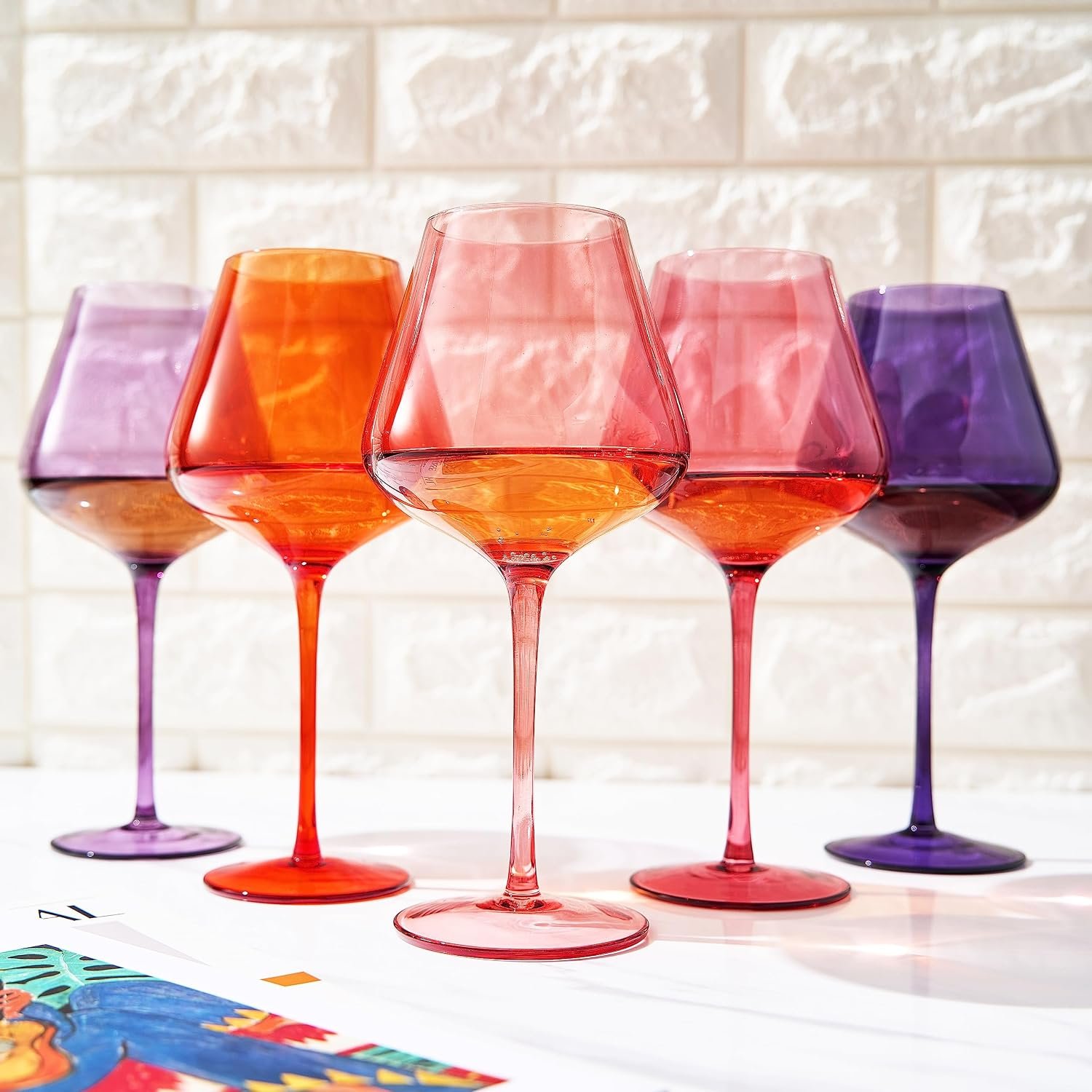 81tZ8jOc-iL._AC_SL1500_.jpg Colorful Crystal Wine Glass 5-Piece Set - Image 1